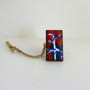 Vintage Tie Tack Pin Enamel on Copper Artisan Created Bohemian OOAK